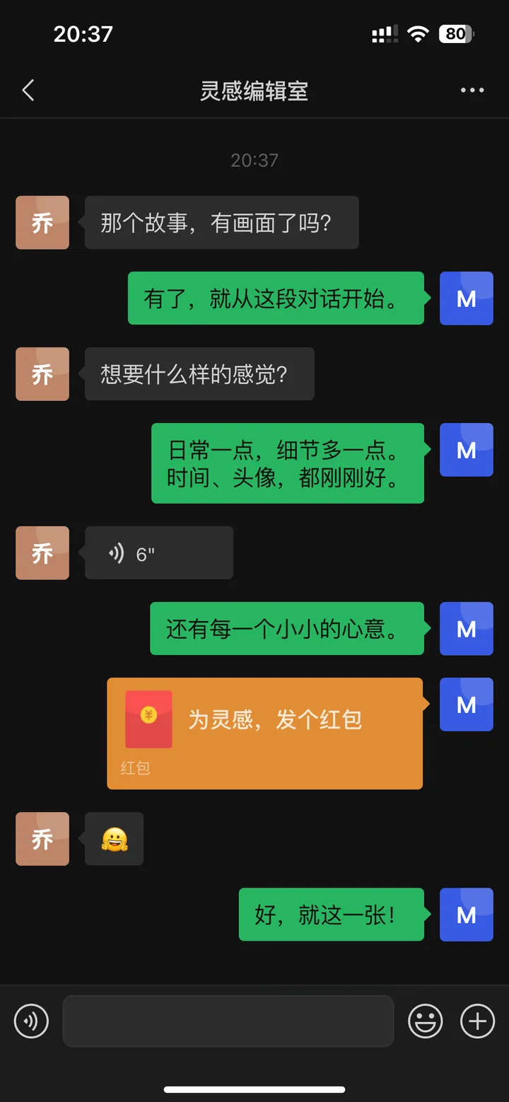 暗色聊天示例，带示例水印